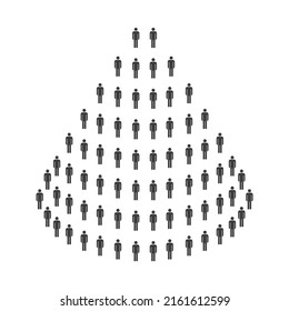 A group of people in the shape of a pyramid. Social hierarchy. Tower of Babel. Flat illustration isolated on white background.