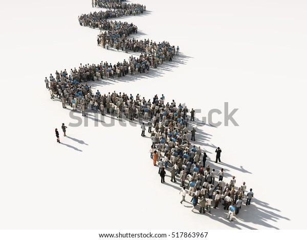 group of\
people waiting in line, 3d\
illustration