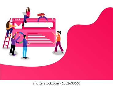 Group of people working together to create a website for their new business venture.