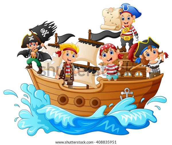 Group Pirate On Ship Stock Illustration 408835951 | Shutterstock