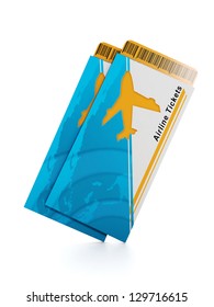 Group Of Plane Tickets On A White Background