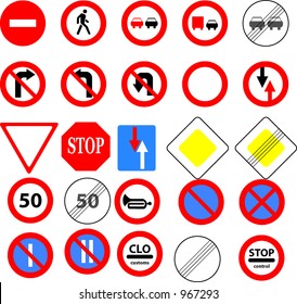 Group Priority Prohibition Traffic Signs Used Stock Illustration 967293 ...