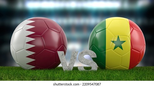 Group Qatar Vs Senegal 3d Illustration Stock Illustration 2209547087 