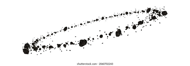 Group of realistic isolated asteroids in circle	