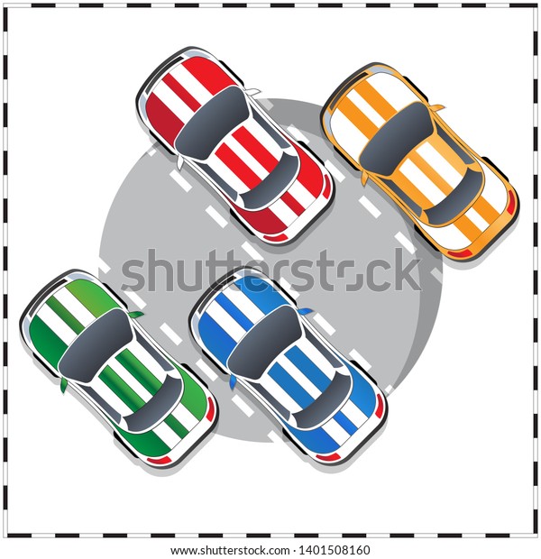 Group of\
sports cars. View from above. Raster\
version.