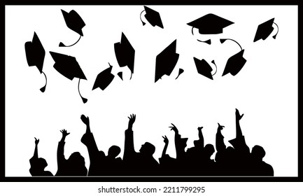 Group of students graduating happily wearing academic attire, gowns or robes and graduation caps and holding diplomas. Boy and girl celebrating university graduation. graduation vector illustration - Powered by Shutterstock