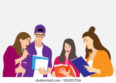 Group of students are learning together. 