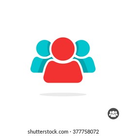 Group Of Three People Logo Sign, Share Icon Symbol, Button, Abstract Family, Team Lead, Leader, Friends, Teamwork, Union, Cooperation, Support Modern Social Flat Colorful Icon Design Isolated Image