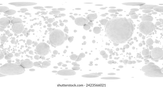 Group of white Bubbles Floating in the Air 360 panorama vr environment map. 3D Illustration