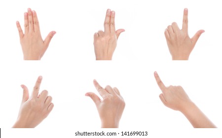 Group of Women hand use multi-touch gestures for tablets or touch screen device