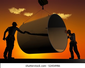 Steelworkers Blast Furnace Stock Photo (Edit Now) 391311040
