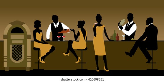 Group of young beautiful women in fashionable cocktail dresses on a white background  illustration - Powered by Shutterstock