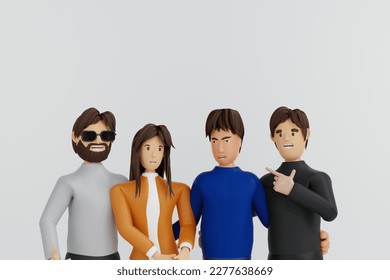 Group of young people teams or student standing together with confident face, ready to work or learning school or university, 3D rendering cartoon character. - Powered by Shutterstock