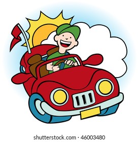 Caricature Crazy Car Driver Vector Stock Vector (Royalty Free ...