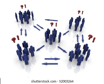 groups of people figures illustrating communication issues.