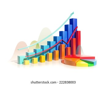 Growing Bar Graphs Pie Chart On Stock Illustration 222838003 | Shutterstock