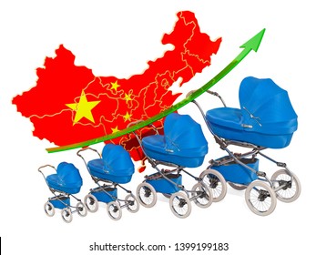 Growing Birth Rate In China, Concept. 3D Rendering Isolated On White Background