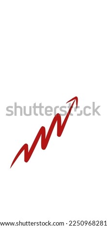 A growing graph in the form of a red arrow isolated on white background 