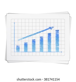 Growing Hand Drawn Bar Graph With Arrow