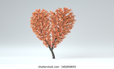 Growing Tree In A Shape Of Heart. Alpha Channel. 3D Rendering.