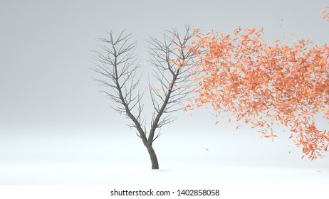 Growing Tree In A Shape Of Heart. Alpha Channel. 3D Rendering.