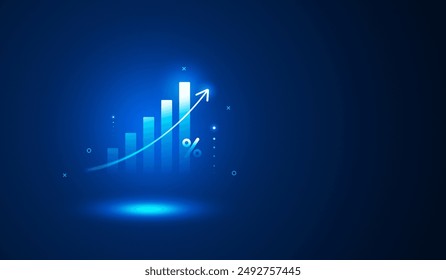 Growth arrow graph business chart success finance strategy digital diagram stock investment on market profit background of increase financial technology money concept wealth price goal target symbol.