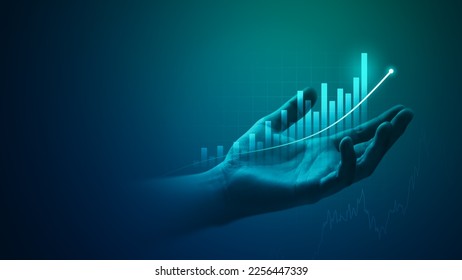 Growth business graph finance data diagram concept on stock market background with financial investment economy analysis chart or increase profit economic strategy success goal motivation development. - Shutterstock ID 2256447339