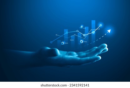 Growth business success strategy idea concept on communication hand background of financial investment marketing teamwork creative economic target plan or inspiration art digital innovation analysis. - Powered by Shutterstock