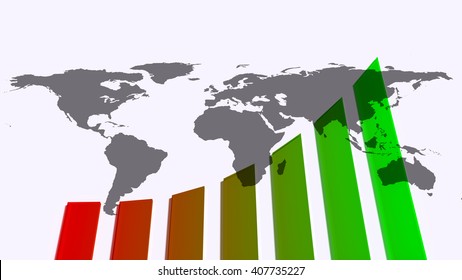 Growth Chart Earth Map 3d Illustration Stock Illustration 407735227 ...