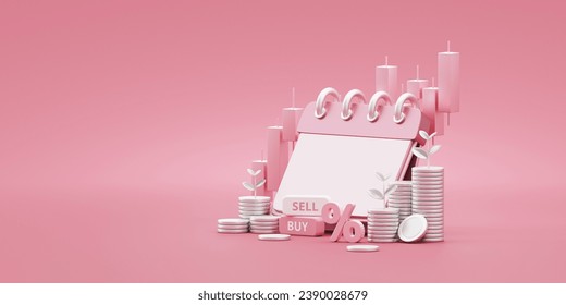 Growth fund investment finance retirement business money calendar 3d background of wealth economy interest currency earnings appointment asset buy sell time agenda or banking benefit financial budget. - Powered by Shutterstock