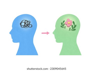 Growth mindset, personal development or improvement, training to believe to success, growing attitude concept. Psychological help and support. from confusion in head and anxiety to clear consciousness - Powered by Shutterstock