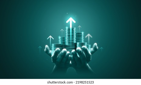 Growth Money Arrow Of Success Financial Business On Coin Concept Investment Earnings 3d Background Of Profit Graph Finance Development Or Increase Economic Market Chart Digital Stock Currency Strategy
