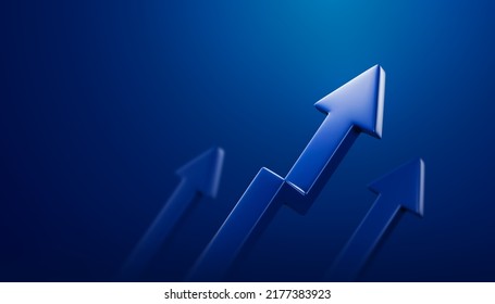 Growth Three Arrow On Business 3d Background With Success Strategy Goal Financial Market Direction Chart Or Improvement Profit Graph Symbol And Development Forward Marketing Economy Leadership Team.
