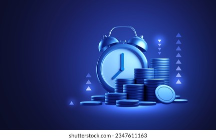 Growth time money investment finance clock profit coin concept on wealth business 3d background of success financial alert timer economy strategy or capital savings retirement budget management alarm. - Powered by Shutterstock