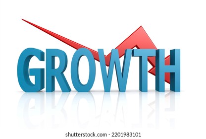 Growth Word With Red Downward Arrow