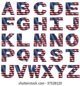 grunge American flag font isolated on white illustration