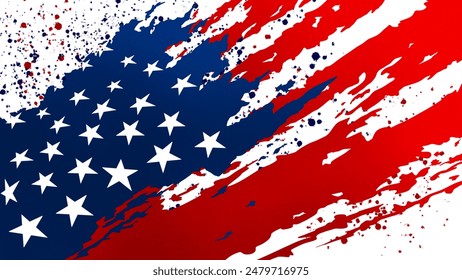 Grunge American flag, Memorial Day with American Flag, stripes abstract grunge design, Independence Day modern background, Background with USA painted flag, Independence Day seamless looping motion - Powered by Shutterstock