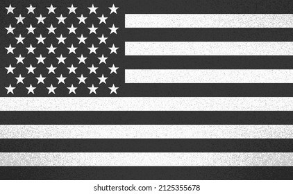 Grunge American Flag. White And Black Illustration.