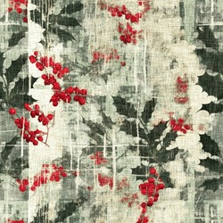 Grunge Americana Rustic Christmas Winter Holly Cottage Style Background Pattern. Festive Distress Cloth Effect For Cozy Holiday Season Home Decor. 