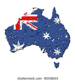 Grunge Australia map flag with shadow illustration