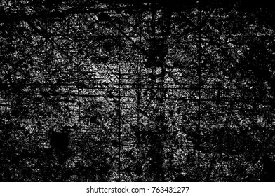 Grunge black and white pattern. Monochrome particles abstract texture. Background of cracks, scuffs, chips, stains, ink spots, lines. Dark design background surface. Gray printing element