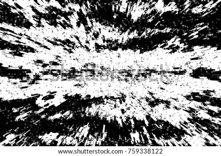 Grunge black and white seamless pattern. Monochrome abstract texture. Background of cracks, scuffs, chips, stains, ink spots, lines. Dark design background surface. Gray printing element