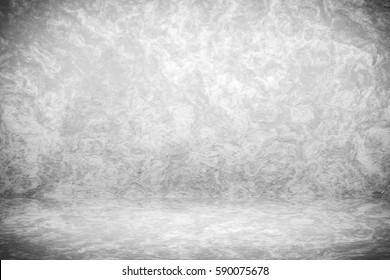 Grunge Black And White Studio Backdrop With Space For Vintage Presentation Background ,3D Rendering