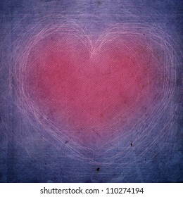 Grunge Blue Paper Texture, Abstract Heart Background