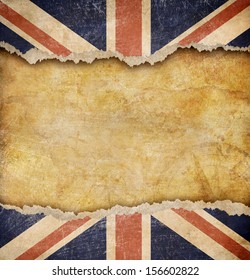 Grunge British flag and old map