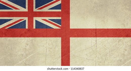 Grunge British Royal Navy Ensign Or Flag In Official Colors.