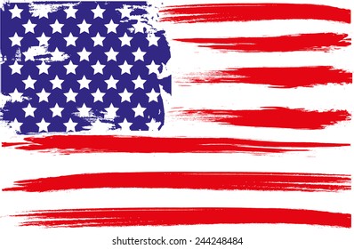 Grunge Brush Of American Flag