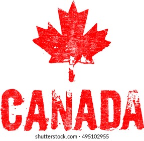 Grunge Canada Leaf Logo