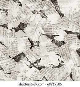 Grunge collage background made of torn newspaper