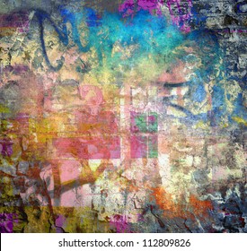 Grunge Colorful Texture, Graffiti Background